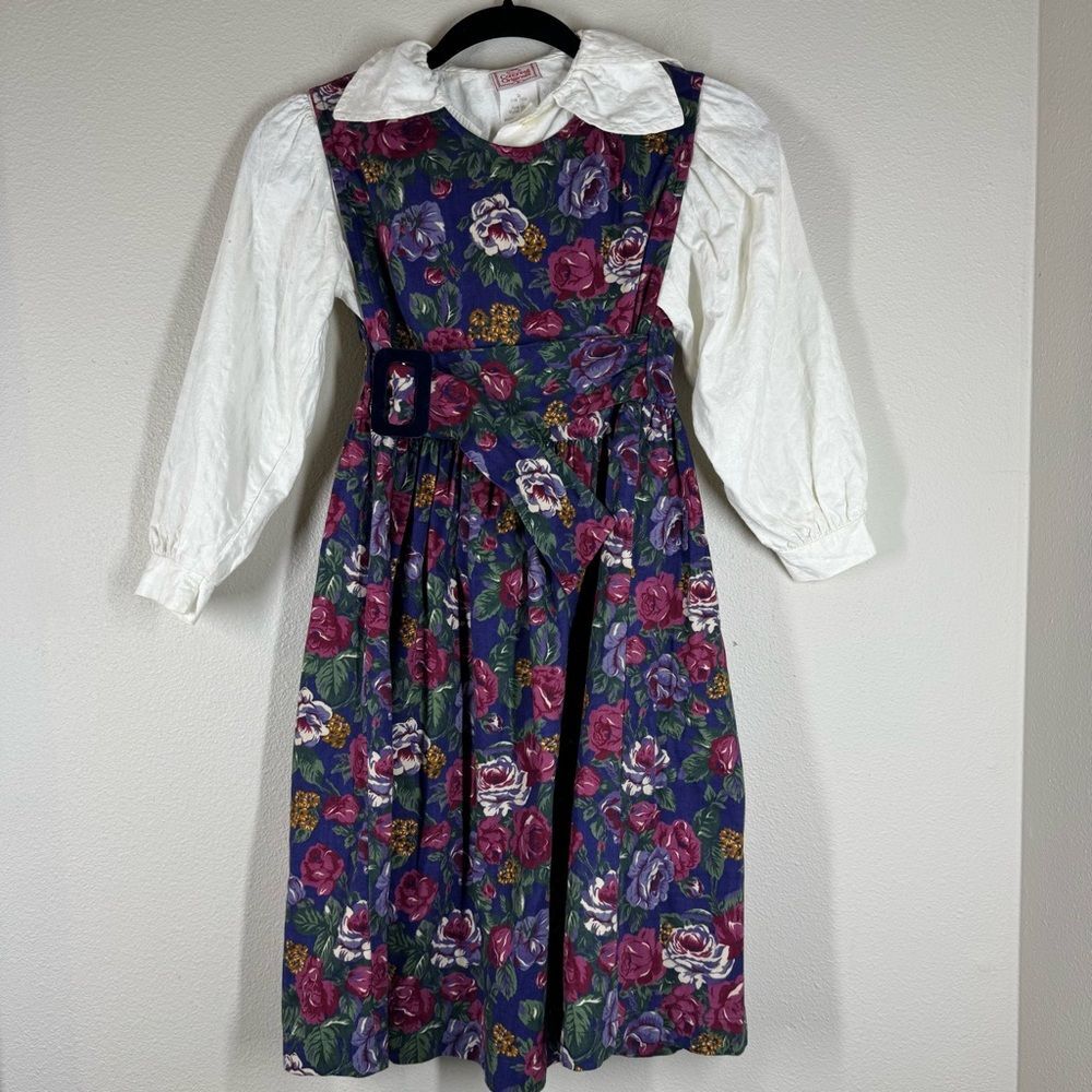 Vintage Cottontail Originals Floral Dress 2 Piece 80s 90s Purple Pink Girls 8